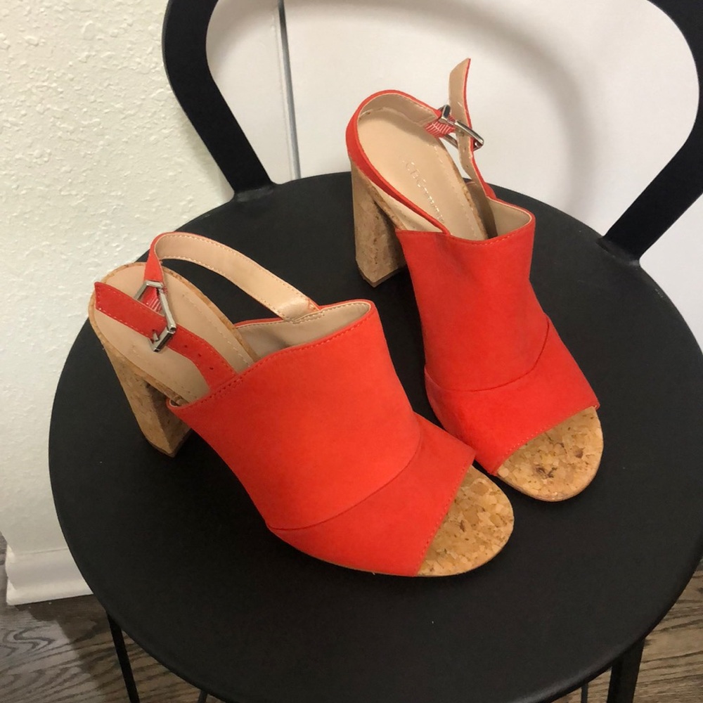 BCBG Sling Back Leather and Cork Heels